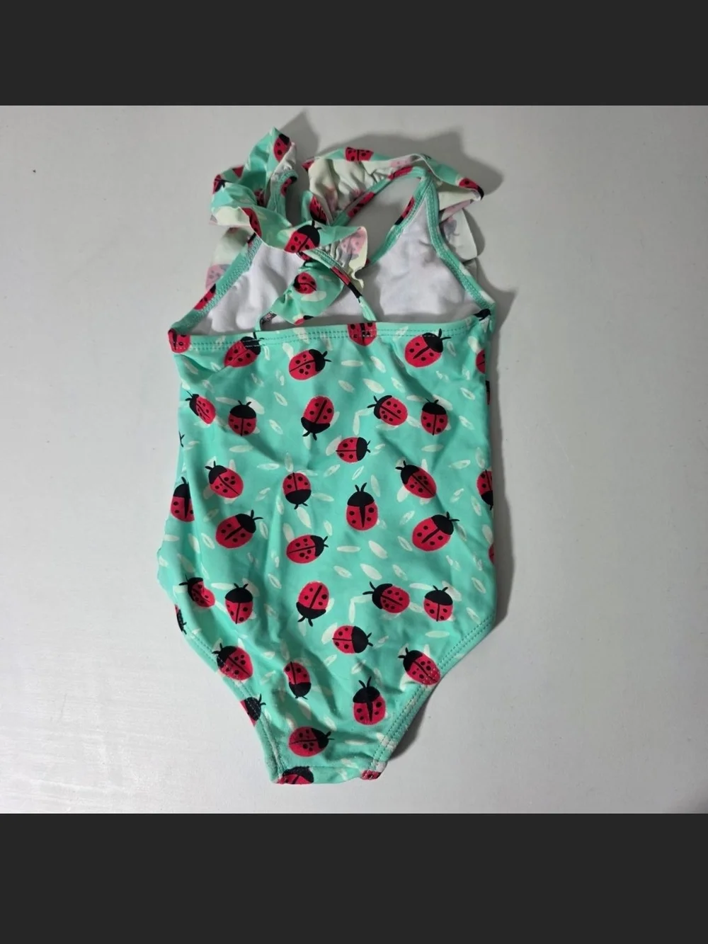Girls' Mint Ladybug Ruffle One-Piece Swimsuit
